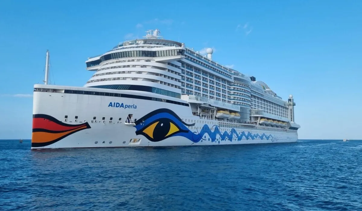 Aida Perla cruise ship on the water