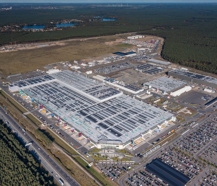 Aerial view of a gigafactory in Germany